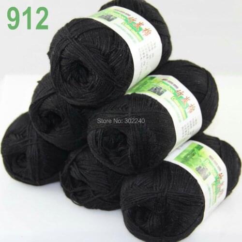 Lot of 6 Skeins Super Soft Natural Bamboo Cotton Knitting Yarn Black # 912