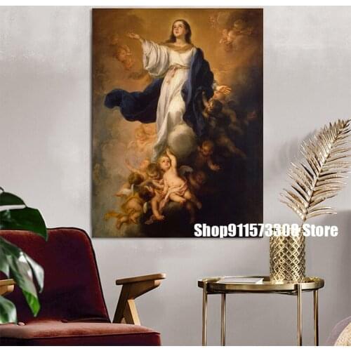 Bartolome Esteban Murillo Madonna Giclee oil paintings canvas Prints Wall Art For Living Room Bedroom Decor