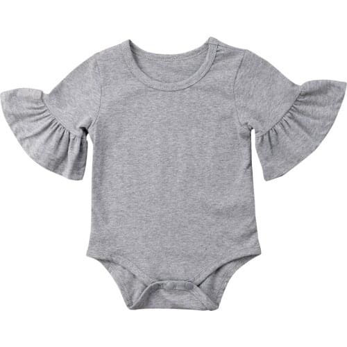 Cute Newborn Baby Girl Floral Clothes Flare Horn Romper Jumpsuit Cotton Outfits Sunsuit