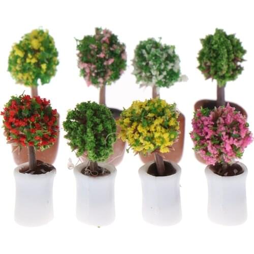 4Pcs/lot 1:12 Dollhouse Miniature Potted Plants Tree Potted Green Plant Home Decor Miniature Green Plant Potted Toy