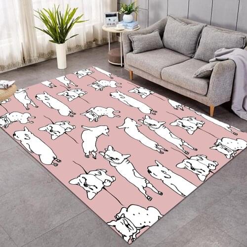 Cartoon Dog Large Carpets for Living Room Cute Animals Rug Floor Mat Area Rug 120x185cm Tapis Salon