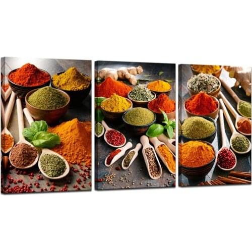 3 Pieces Colorful Spices And Spoon Diy Diamond painting Vintage Kitchen Decor 5D Full Square Round Embroidery MosaicZP-2692