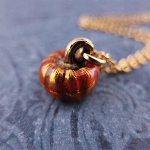 New Fashion Orange Enameled Pumpkin Halloween Pendant Necklace Choker Charm Factory Price Jewelry Wholesale