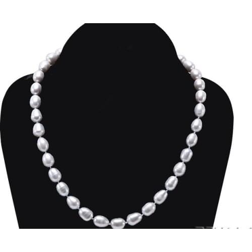 Women Jewelry natural pearl 11mm light gray oval round freshwater pearl necklace gift 43cm 17