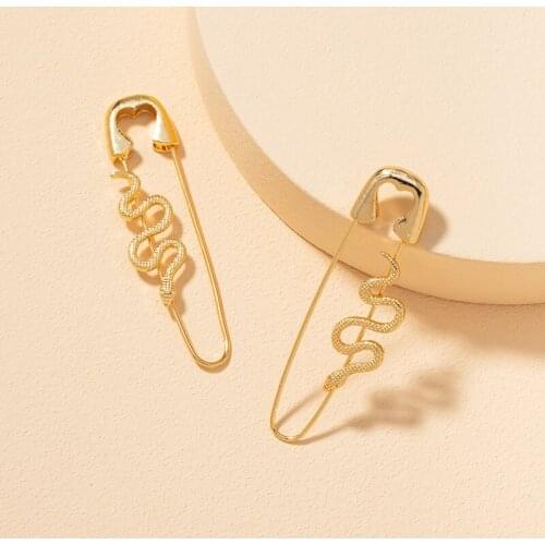 TARCLIY New Fashion Exaggerated Alloy Snake Earring Simple Metal Pin Animal Stud Earring Punk Style For Women Party Jewelry 2021