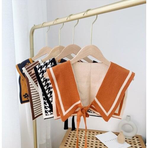 36x85cm Autumn Winter Women Knit Scarf Shawls Girls Student Shoulder Wraps Femme Elegant False Collar Cashmere Scarves D143