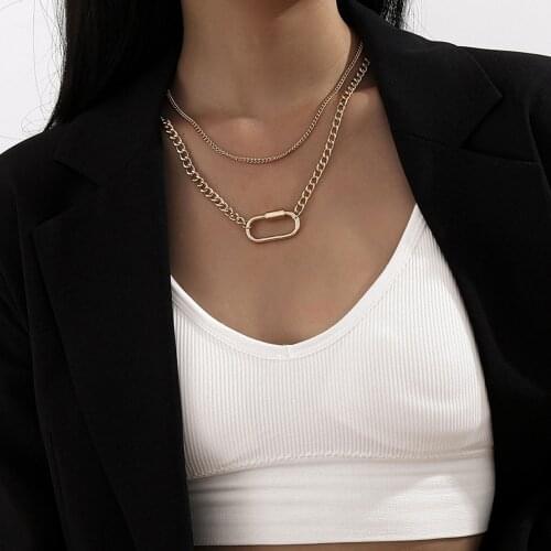 Modern Jewelry Chain Necklace Simply Design Hip Hop Metal Golden Color Geometric Pendant Necklace Women Jewelry Gifts