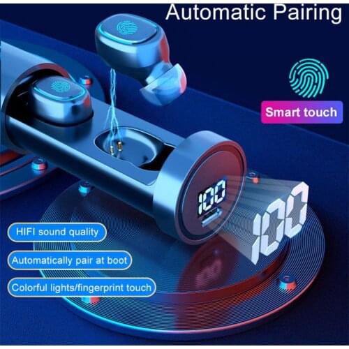 TWS-202 Mini Wireless Bluetooth 5.0 Touch Stereo Earphone Sport Earbuds 9D Waterproof Earbuds Headsets With Dual Mic