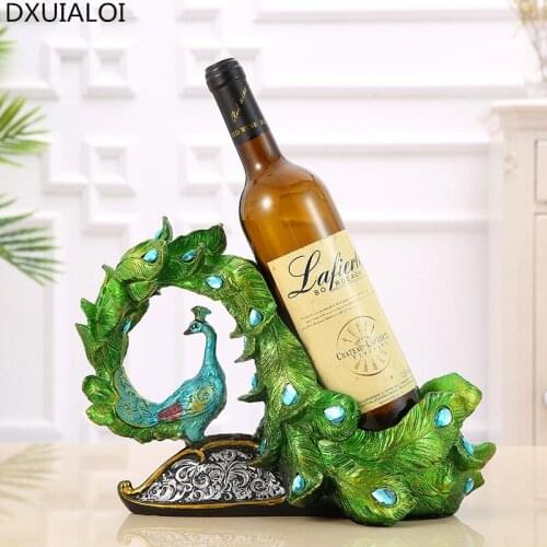 Nordic style peacock wine rack creative wine bottle rack living room decoration home wine cabinet decorations crafts gifts