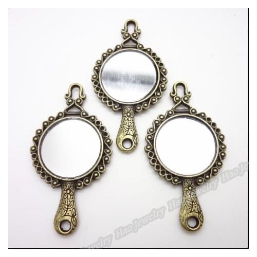 10pcs Vintage Charms Mirror frame Pendant Antique bronze Fit Bracelets Necklace DIY Metal Jewelry Making