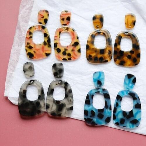 Japan and South Korea Temperament Leopard Acetate Earrings DIY Handmade Jewelry Earrings Pendant Accessories Material Ins Wind