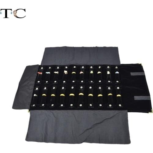 Jewelry Foldable Metal Corner Roll Bag for Travel Portable Carring Case Velvet Organizer Multi Functional Rings Storage Box