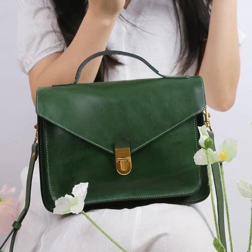 Ladies Genuine Leather Small Square Bag Female Multifunctional One-Shoulder Diagonal Package Vintage Women Lock Messenger Bag