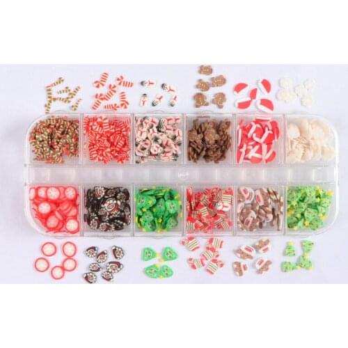12Set Nail Art 3D Christmas DIY Design Tiny Slices Decoration Acrylic Beauty Shaped Glitter Nail Supplies for Professionals
