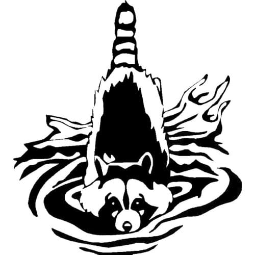 13.8*15.2CM Raccoon In Water Funny Car Styling Cute Animal Car Sticker And Decal Decoration Black/Silver C9-2173
