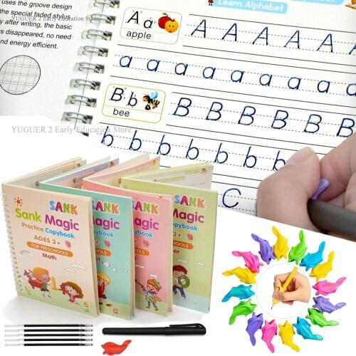 27pcs/Set Sank Magic Practice Copybook Free Childrens Books Handwriting Reusable Writing Paste for Calligraphy Montessori Book