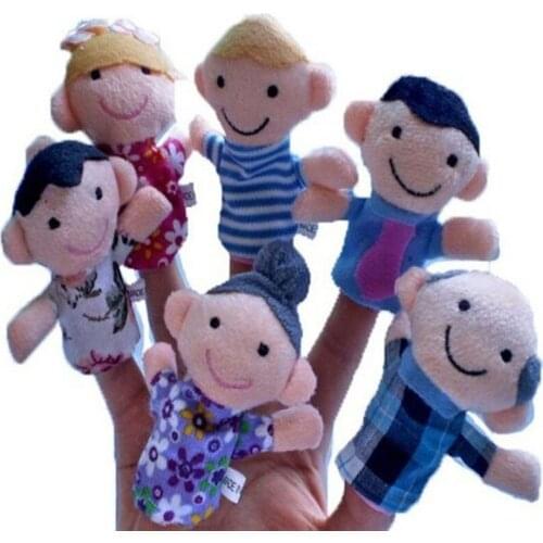 6PCS/lot Family Style Velvet Finger Puppet Play Learn Baby Toys Cute Cartoon Finger Puppets