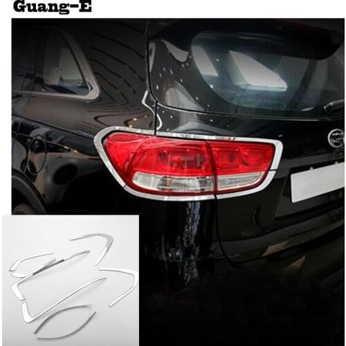 For Kia Sorento L 2015 2016 2017 Car Rear Tail Back Light Lamp Detector Frame Stick Chrome ABS Cover Trim 8pcs