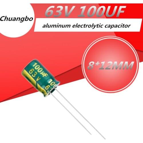 20pcs/lot Higt quality 63V 100UF 8*12MM aluminum electrolytic capacitor 63V 100UF 8*12MM