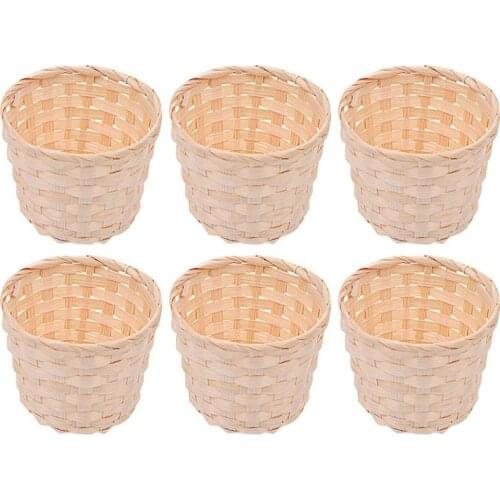 6pcs Bamboo Baskets Durable Multipurpose Household Storage Baskets Flower Basket Sundries Basket