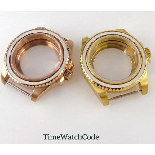 40mm Golden Look Watch Case Spare Parts Fit For NH35A NH36A Miyota8215 ETA2836 Movement Without Bezel Insert Sapphire Crystal