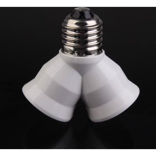 E27 Socket Base Extend Splitter Plug LampHolder Bulb Holder Dual Double Halogen Light Lamp Copper Contact Adapter Converter