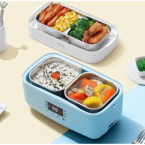 ZK30 Electric Lunch Box Stainless Steel Liner Rice Cooker 2 Layers Steamer Heating Timing Insulation Cooker For Office Home 1.5L