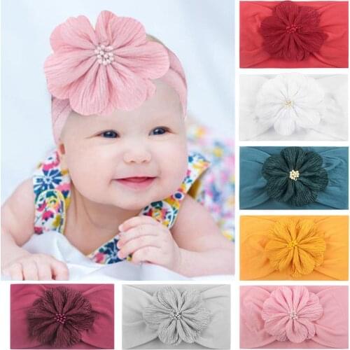 Newborn Baby Hats Flower Headband Baby Flower Children Elastic Lace Headband Hair Accessories Girls Headdress