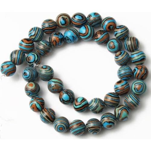 Imitation Blue Malachite Stone Stripe Eye Beads Round Loose Spacer Beads for Jewelry Making Diy Bracelet Necklace 4/6/8/10mm 15"