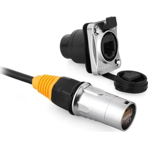 IP67 Waterproof Network Waterproof RJ45 Connector Signal Connector Outdoor 8 Pin Dual Ethernet Panel Socket Jack Adapter 1.5A