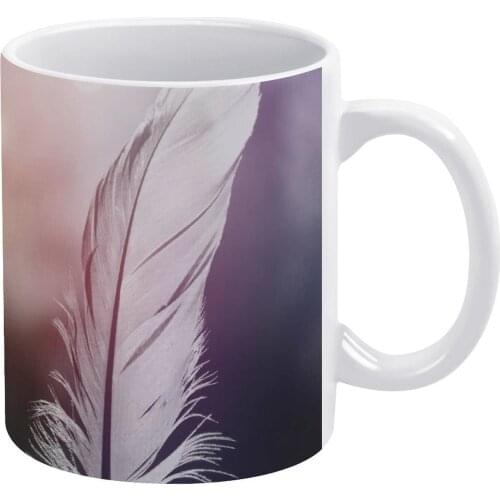 Feather in Pastel Tones White Mug To Friends and Family Creative Gift 11 Oz Mug Coffee Ceramic Mug Feather Feather Study Nature