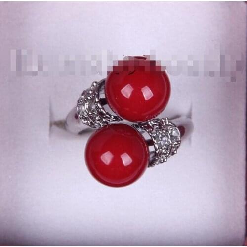 Hot sell Noble- FREE SHIPPING>>>@@ Wholesale price 16new ^^^^stunning big 10mm round red south sea shell pearl ring h2214