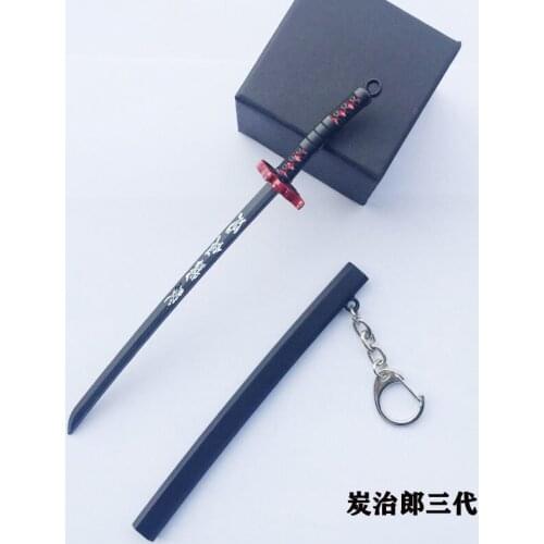 Demon Slayer Sunwheel Knife Keychain Pendant Ornaments Metal Kamado Tanjirou Cos Props Katana Anime Bedroom Accessories