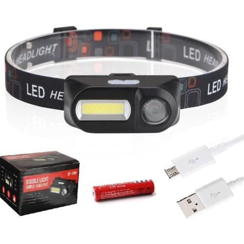 Mini COB LED Headlight Headlamp Head Lamp Flashlight USB Rechargeable 18650 Torch Camping Hiking Night Fishing Light headlamp