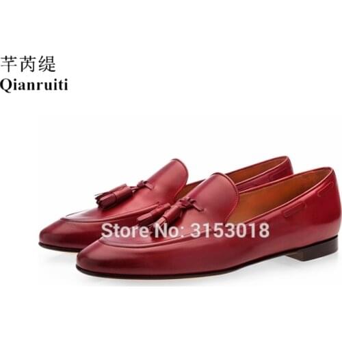 Tassel Decoration Men Dress Shoes Slip-on Oxfords Belgian Wedding Handmade Men Shoes