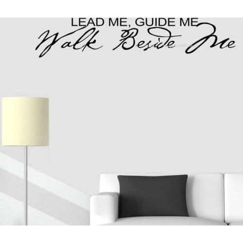 Bible Verse Wall Sticker Lead Me Guide Me walk Beside me Quotes Decal Decor Removable Vinyl Bedroom living room Art Mural DG168