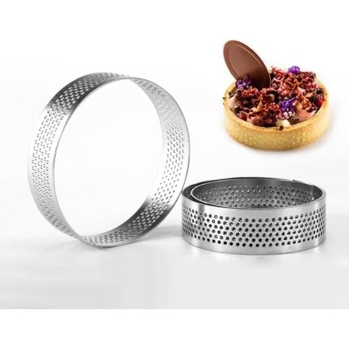 Stainless Steel Tartlet Molds French Dessert Mousse Fruit Pie Tart Ring Quiche Cookies Pastry Circle Cutter Pie Ring Perforated