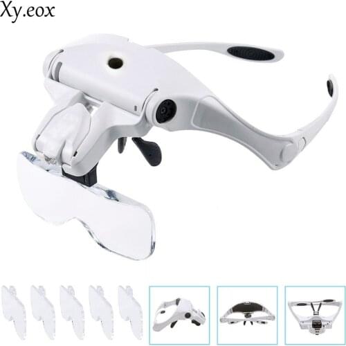 New USB Rechargeable Head Magnifier Magnifying Glasses Reading 1/1.5/2/2.5/3.5X