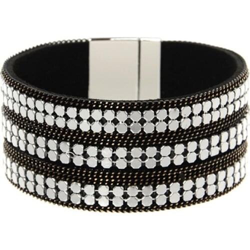 ORNAPEADIA New Hot Jewelry Bohemia bracelet Magazine big brand light luxury chain gem Leather Bangles for women gift wholesales