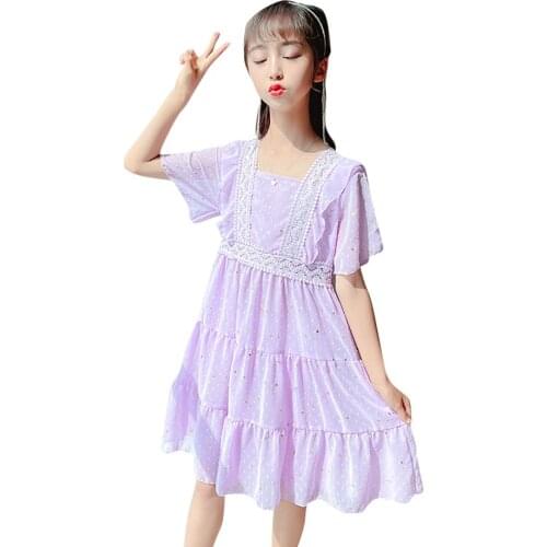 Big Girl Dresses Floral Pattern Dress For Girl Lace Floral Dress Child Summer Costume For Girls 6 8 10 12 14