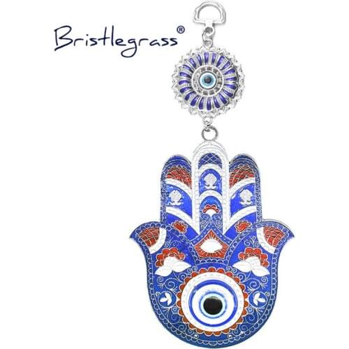 BRISTLEGRASS Turkish Blue Evil Eye Flower Hamsa Hand Amulet Lucky Charm Car Wall Hanging Pendant Pendulum Blessing Protect Decor