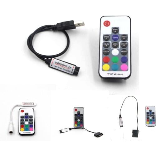 RGB controller 17Key RF remote control DC/USB/SATA/BIG 4PIN MOLEX for PC Computer Case RGB 5050 3528 LED Strip light dc5-24v