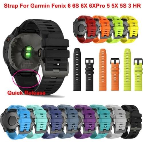 20/22/26m Silicone Quick Release Watchband Strap for Garmin Fenix 5 6 6X 6S Pro Watch Easyfit Wrist Band Strap For Fenix Watch