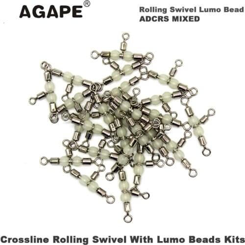 AGAPE Fishing Crossline Rolling Swivel With Lumo Beads Kits ADCRS MIXED 2x3 4x5 100pcs/lot