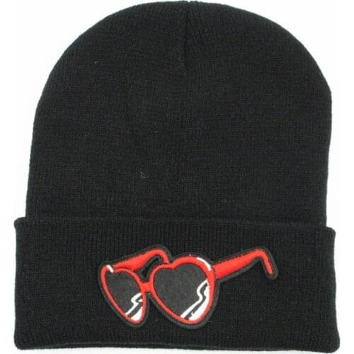 Punk wind glasses embroidery Thicken knitted hat winter warm hat Skullies cap beanie hat for kid men women 205