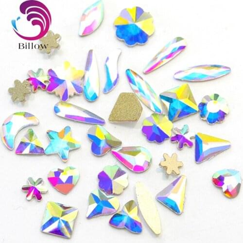 20PCS K9 Rhinestones 32 Shapes Crystal AB Non Hot Fix Rhinestones Glass Glitter Rhinestone For Nail Art Decorations B3668