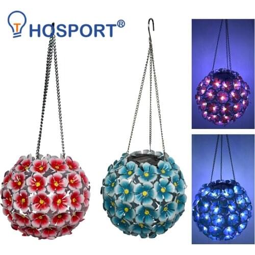 LED Solar Hydrangea Ball Light Wrought Iron Flower Lantern Projection Hanging Lamps Outdoor Yard Art Ornaments Garden Decoration