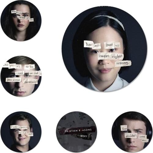 TV 13reasons why people poster Icons Pins Badge Decoration Brooches Metal Badges For Clothes Backpack Decoration