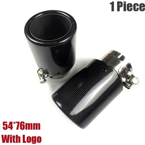 Universal Modified Car Exhaust End Tips Carbon Fiber Muffler Round Tail Pipe Fit On Auto SUV 54mm In 76mm Out