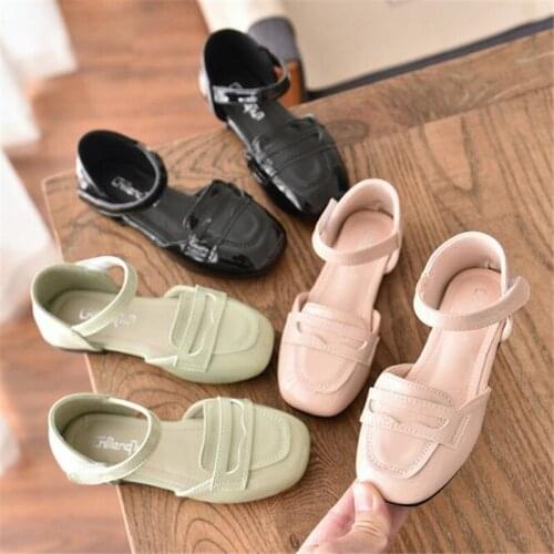 Spring new girls' Princess half pack sandals childrens leather shoes patent leather soft soled non slip student shoes